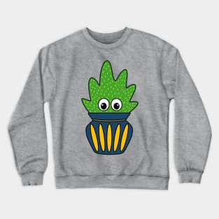 Cute Cactus Design #285: Meaty Succulent In Cute Jar Planter Crewneck Sweatshirt